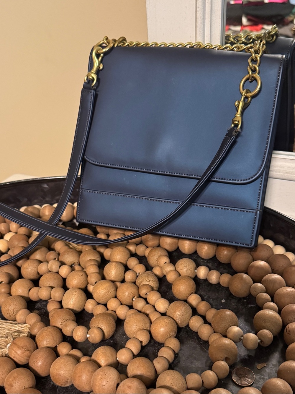 Freedom of Animals vegan leather crossbody,  Melia Lia navy blue shimmer finish